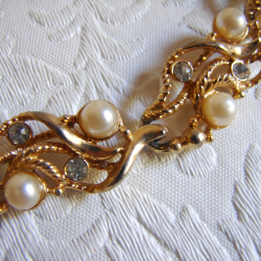 Vtg 1950-60s Rhinestone/Pearl Choker NECKLACE Lot for Repair or Upcycle E74 - Picture 14 of 16